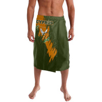 Cyprus Lavalava with Green Orange Brushstroke Design and National Emblem - Wonder Print Shop