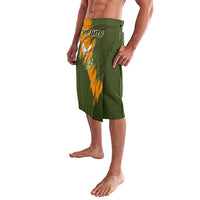 Cyprus Lavalava with Green Orange Brushstroke Design and National Emblem - Wonder Print Shop