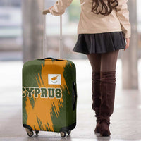 Cyprus Luggage Cover with Green Orange Brushstroke Design and National Emblem - Wonder Print Shop
