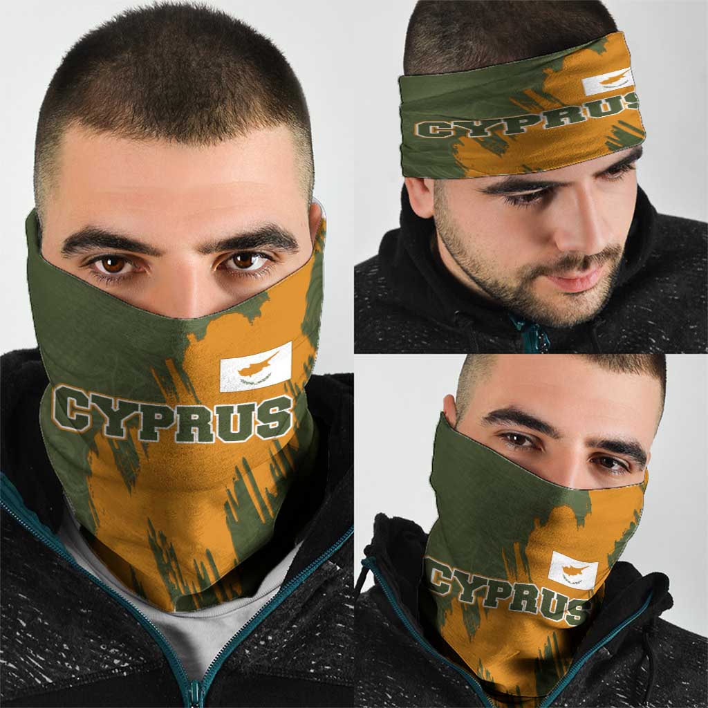 Cyprus Neck Gaiter with Green Orange Brushstroke Design and National Emblem TS04