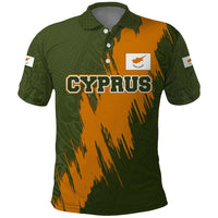 Cyprus Polo Shirt with Green Orange Brushstroke Design and National Emblem - Wonder Print Shop