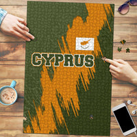 Cyprus Puzzle with Green Orange Brushstroke Design and National Emblem - Wonder Print Shop