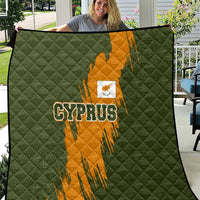 Cyprus Quilt with Green Orange Brushstroke Design and National Emblem - Wonder Print Shop
