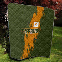 Cyprus Quilt with Green Orange Brushstroke Design and National Emblem - Wonder Print Shop