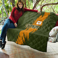 Cyprus Quilt with Green Orange Brushstroke Design and National Emblem - Wonder Print Shop
