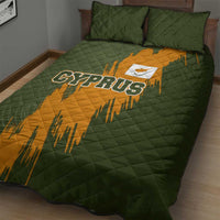 Cyprus Quilt Bed Set with Green Orange Brushstroke Design and National Emblem - Wonder Print Shop