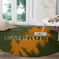 Cyprus Round Carpet with Green Orange Brushstroke Design and National Emblem - Wonder Print Shop