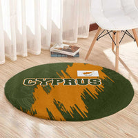 Cyprus Round Carpet with Green Orange Brushstroke Design and National Emblem - Wonder Print Shop