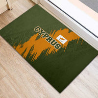 Cyprus Rubber Doormat with Green Orange Brushstroke Design and National Emblem - Wonder Print Shop