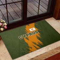 Cyprus Rubber Doormat with Green Orange Brushstroke Design and National Emblem - Wonder Print Shop