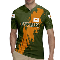 Cyprus Rugby Jersey with Green Orange Brushstroke Design and National Emblem - Wonder Print Shop