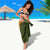 Cyprus Sarong with Green Orange Brushstroke Design and National Emblem - Wonder Print Shop