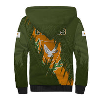 Cyprus Sherpa Hoodie with Green Orange Brushstroke Design and National Emblem - Wonder Print Shop