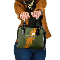 Cyprus Shoulder Handbag with Green Orange Brushstroke Design and National Emblem - Wonder Print Shop