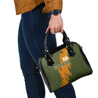 Cyprus Shoulder Handbag with Green Orange Brushstroke Design and National Emblem - Wonder Print Shop