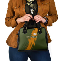Cyprus Shoulder Handbag with Green Orange Brushstroke Design and National Emblem - Wonder Print Shop