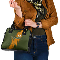 Cyprus Shoulder Handbag with Green Orange Brushstroke Design and National Emblem - Wonder Print Shop