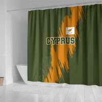 Cyprus Shower Curtain with Green Orange Brushstroke Design and National Emblem - Wonder Print Shop