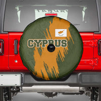 Cyprus Spare Tire Cover with Green Orange Brushstroke Design and National Emblem - Wonder Print Shop