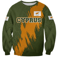 Cyprus Sweatshirt with Green Orange Brushstroke Design and National Emblem - Wonder Print Shop