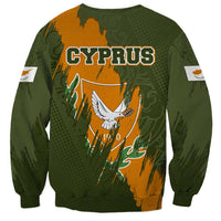 Cyprus Sweatshirt with Green Orange Brushstroke Design and National Emblem - Wonder Print Shop