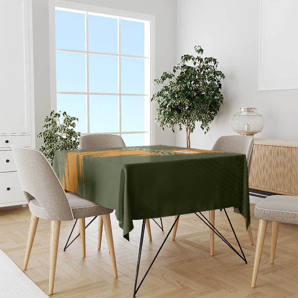 Cyprus Tablecloth with Green Orange Brushstroke Design and National Emblem - Wonder Print Shop
