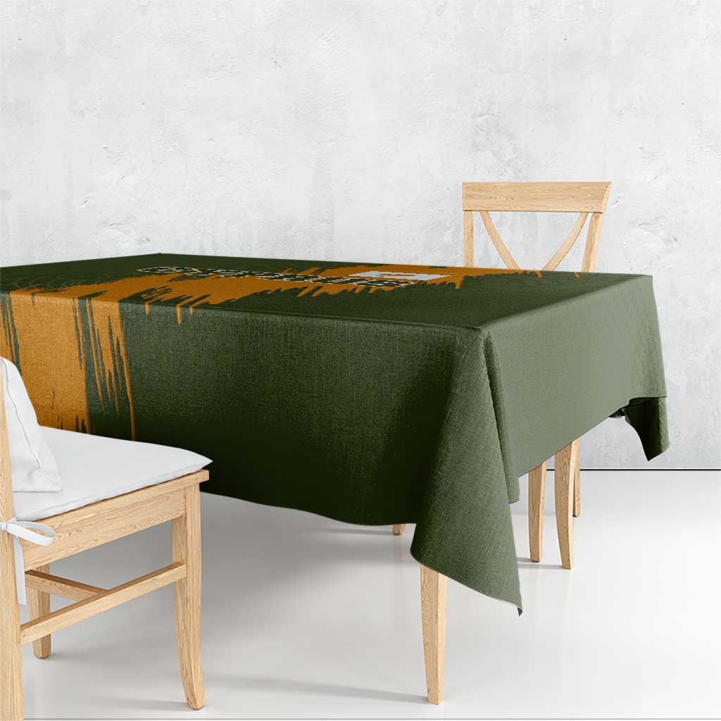 Cyprus Tablecloth with Green Orange Brushstroke Design and National Emblem - Wonder Print Shop