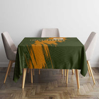 Cyprus Tablecloth with Green Orange Brushstroke Design and National Emblem - Wonder Print Shop