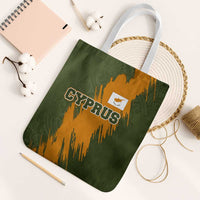 Cyprus Tote Bag with Green Orange Brushstroke Design and National Emblem - Wonder Print Shop