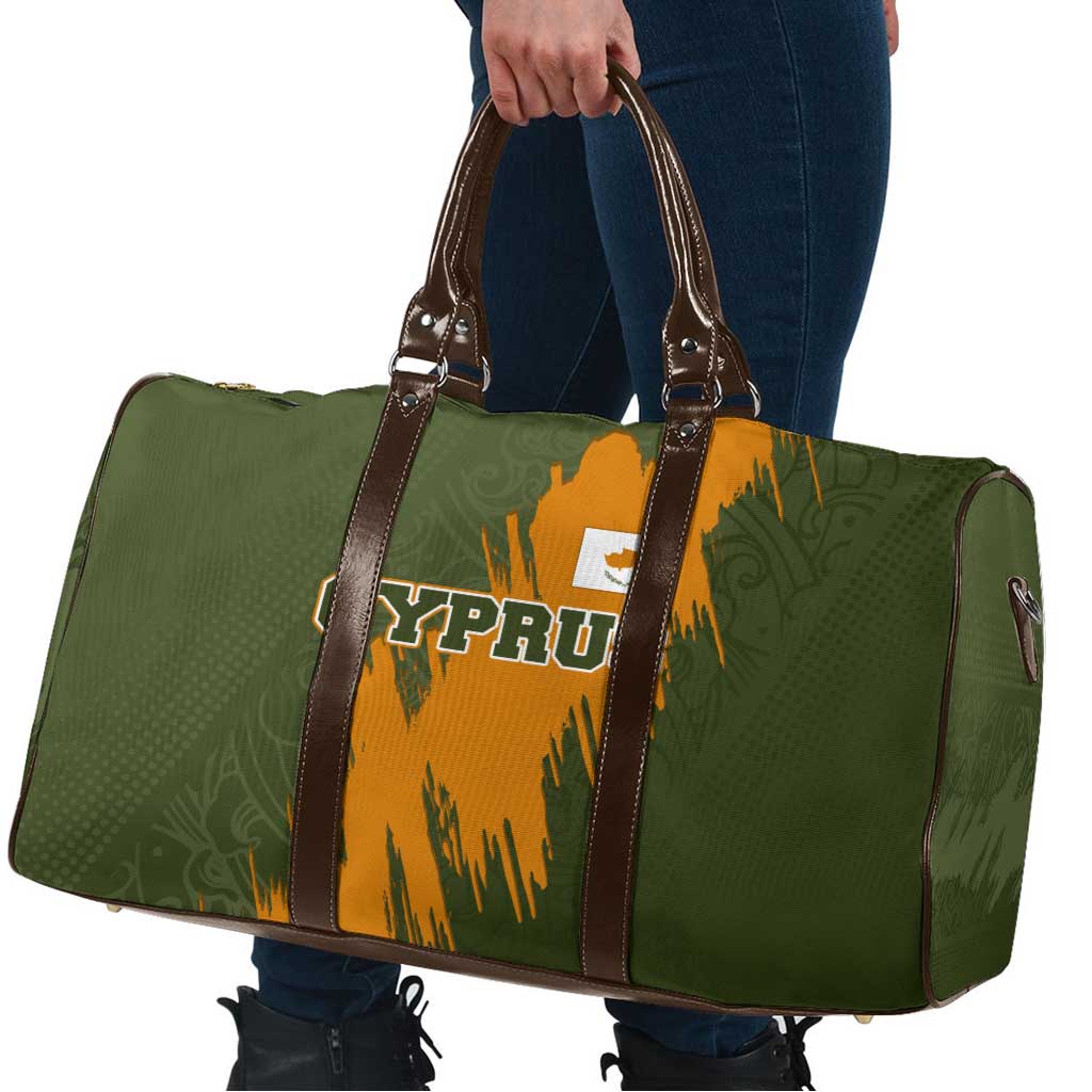 Cyprus Travel Bag with Green Orange Brushstroke Design and National Emblem - Wonder Print Shop