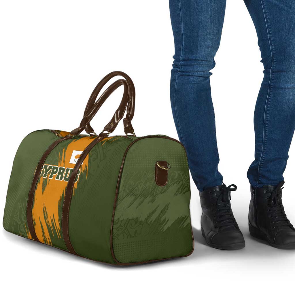 Cyprus Travel Bag with Green Orange Brushstroke Design and National Emblem - Wonder Print Shop