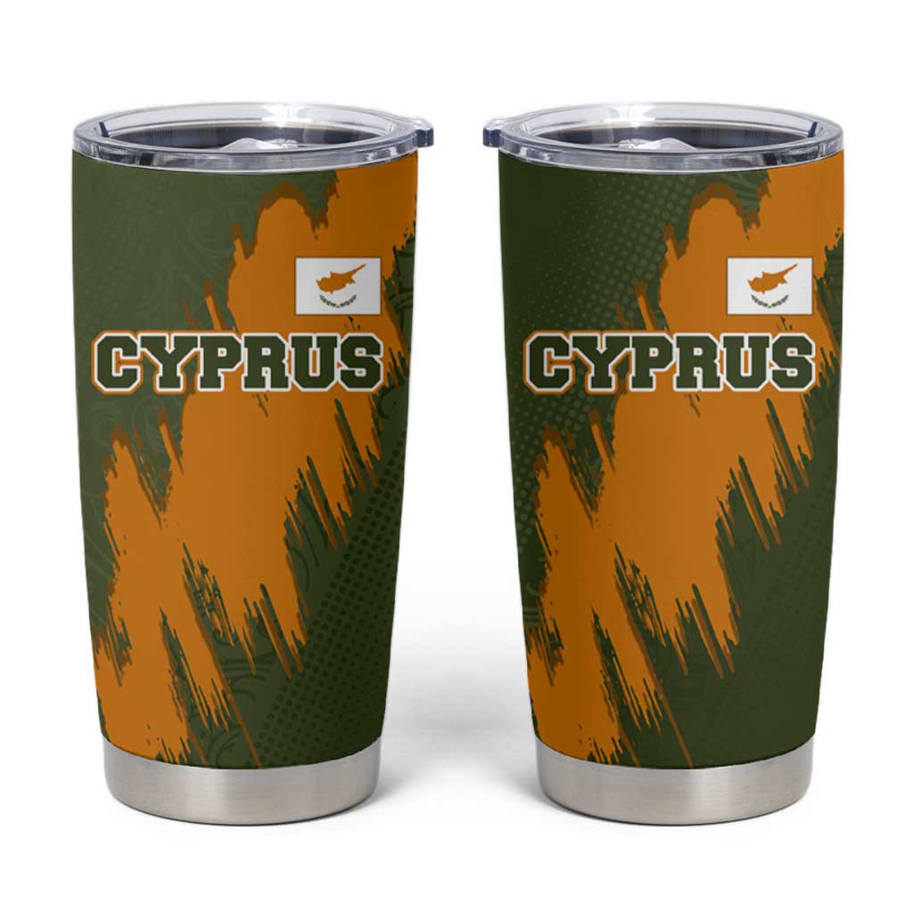 Cyprus Tumbler Cup with Green Orange Brushstroke Design and National Emblem - Wonder Print Shop