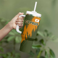 Cyprus Tumbler With Handle with Green Orange Brushstroke Design and National Emblem - Wonder Print Shop
