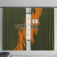 Cyprus Window Curtain with Green Orange Brushstroke Design and National Emblem - Wonder Print Shop