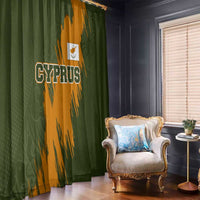 Cyprus Window Curtain with Green Orange Brushstroke Design and National Emblem - Wonder Print Shop