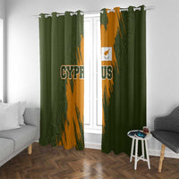 Cyprus Window Curtain with Green Orange Brushstroke Design and National Emblem - Wonder Print Shop