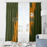 Cyprus Window Curtain with Green Orange Brushstroke Design and National Emblem - Wonder Print Shop