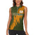 Cyprus Women Sleeveless Polo Shirt with Green Orange Brushstroke Design and National Emblem - Wonder Print Shop