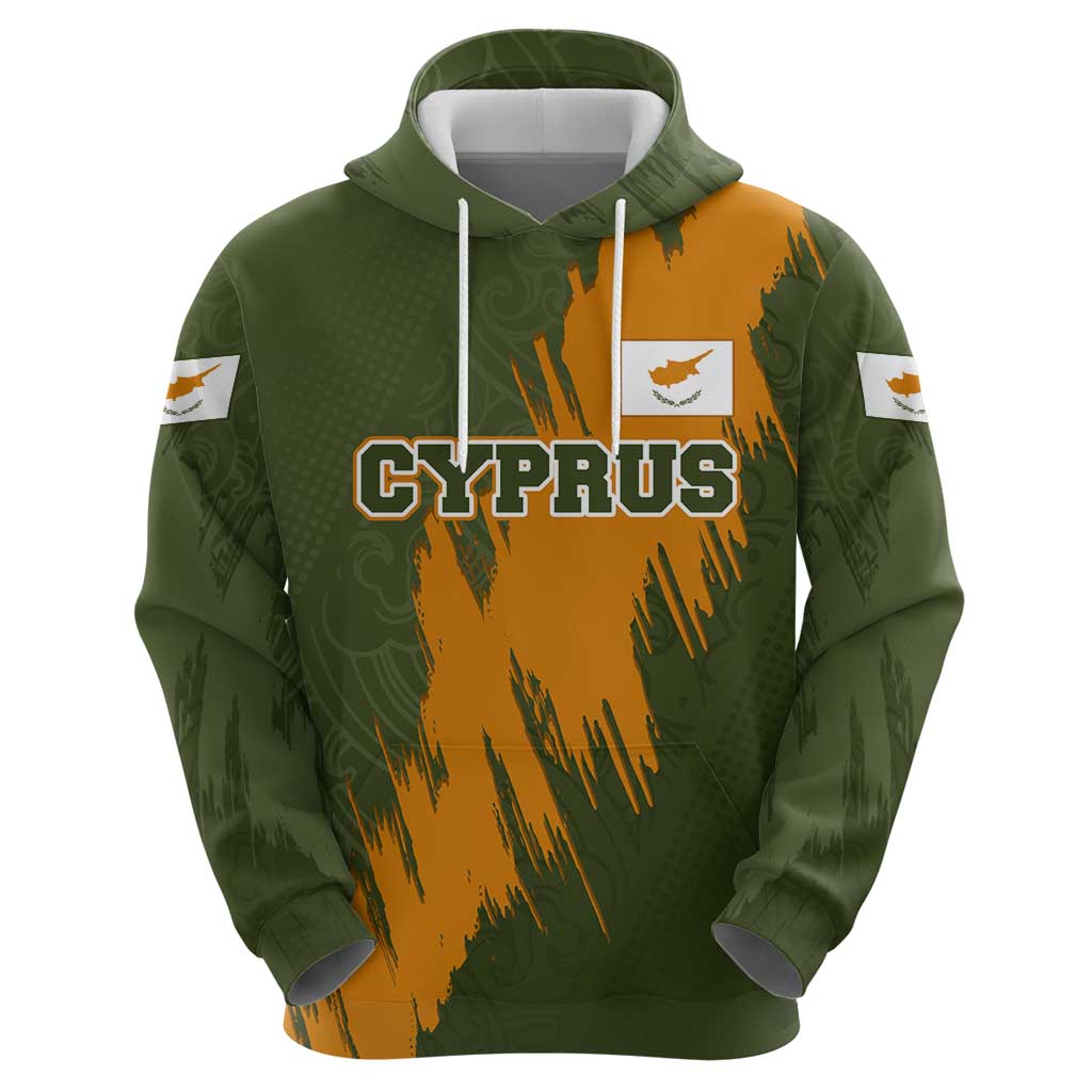 Cyprus Zip Hoodie with Green Orange Brushstroke Design and National Emblem - Wonder Print Shop