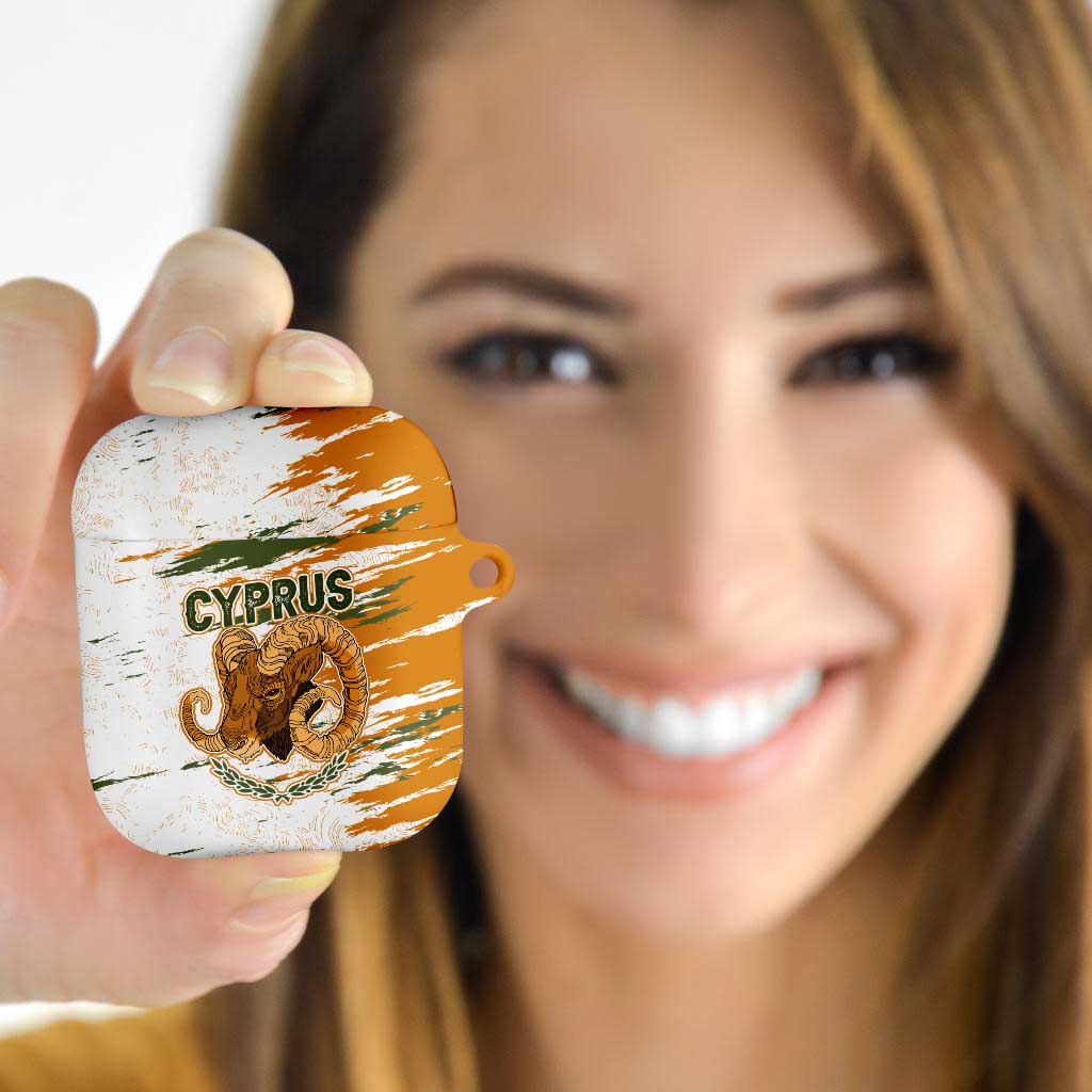Cyprus AirPods Case with Mouflon Illustration Design and National Laurel - Wonder Print Shop