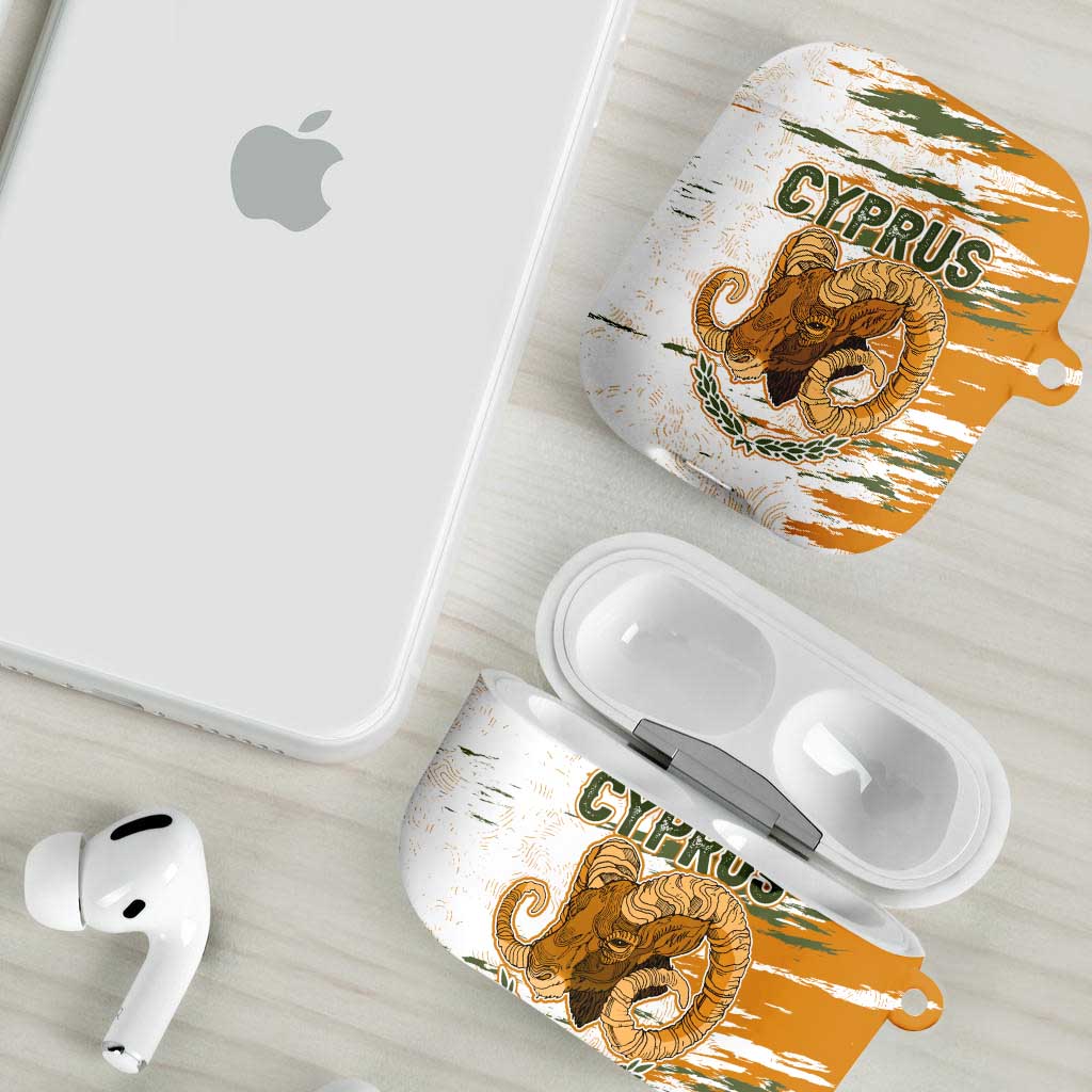 Cyprus AirPods Case with Mouflon Illustration Design and National Laurel - Wonder Print Shop