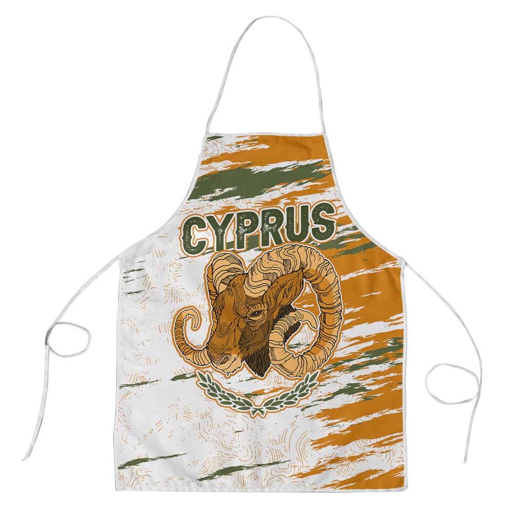 Cyprus Apron with Mouflon Illustration Design and National Laurel - Wonder Print Shop