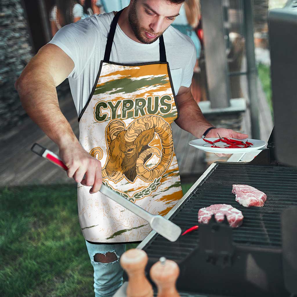 Cyprus Apron with Mouflon Illustration Design and National Laurel - Wonder Print Shop