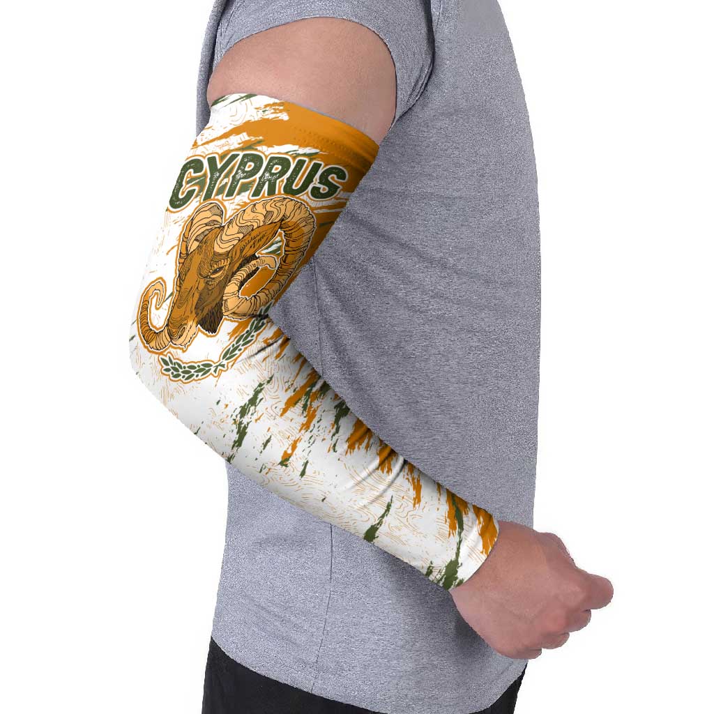 Cyprus Arm Sleeves with Mouflon Illustration Design and National Laurel - Wonder Print Shop