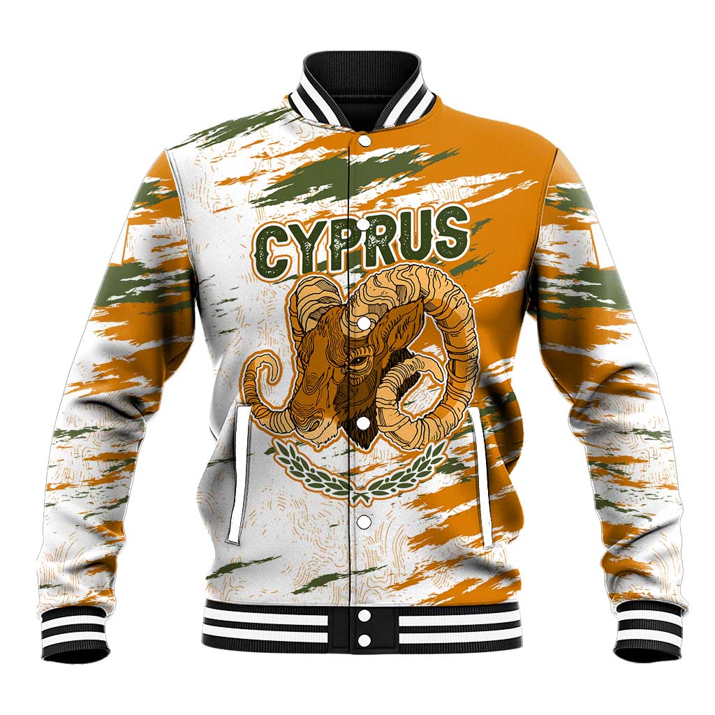 Cyprus Baseball Jacket with Mouflon Illustration Design and National Laurel - Wonder Print Shop