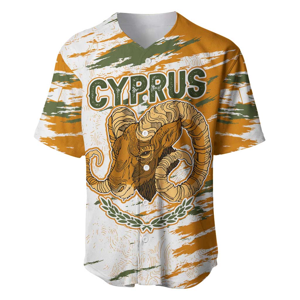 Cyprus Baseball Jersey with Mouflon Illustration Design and National Laurel - Wonder Print Shop