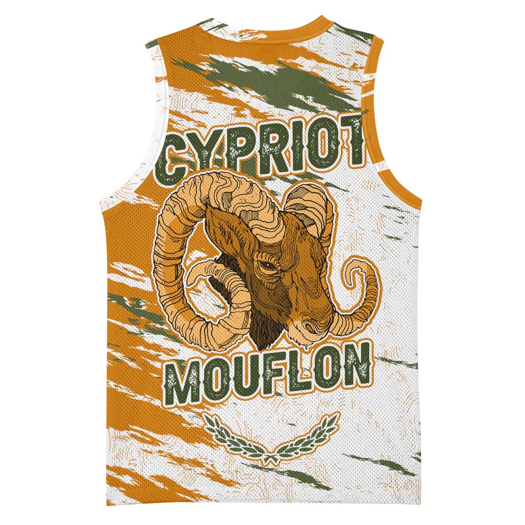 Cyprus Basketball Jersey with Mouflon Illustration Design and National Laurel - Wonder Print Shop