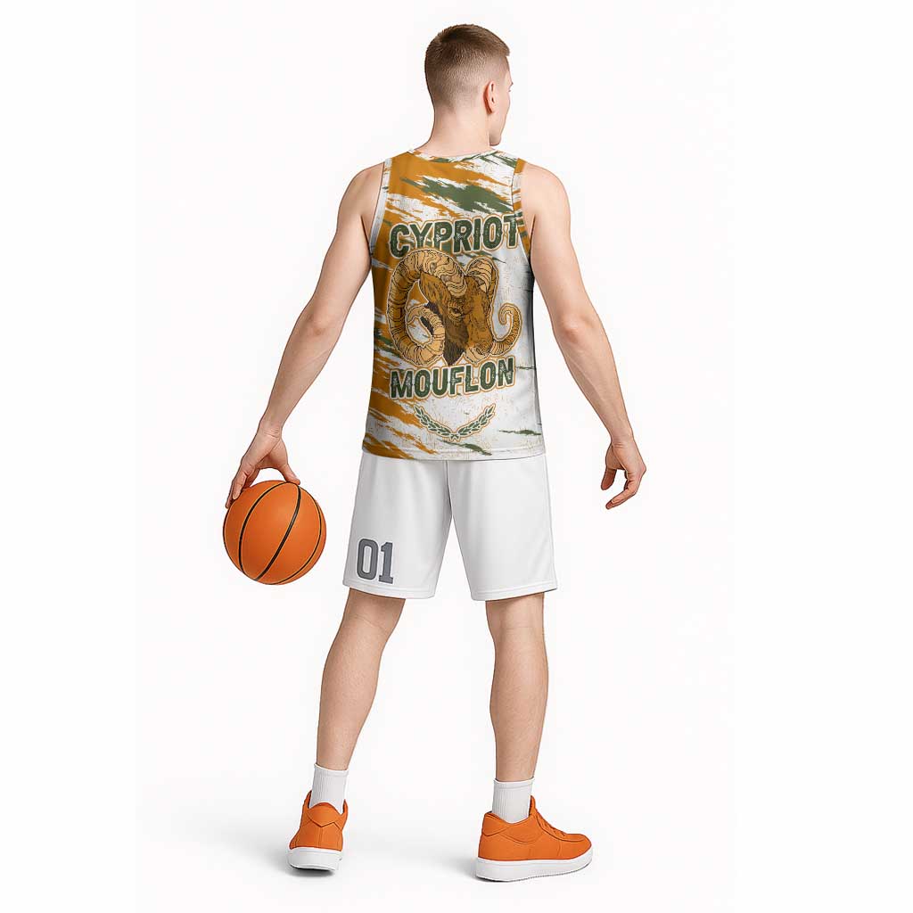 Cyprus Basketball Jersey with Mouflon Illustration Design and National Laurel - Wonder Print Shop
