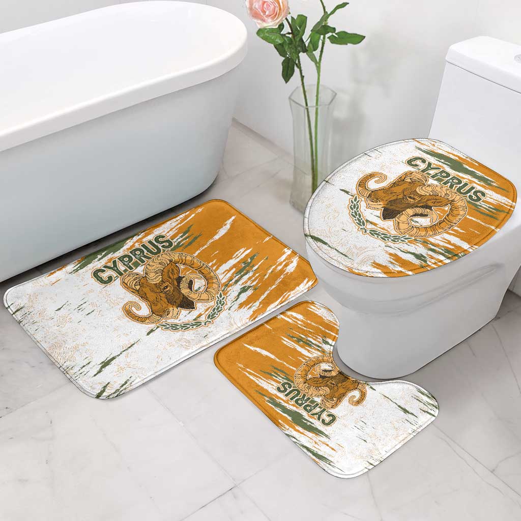 Cyprus Bathroom Set with Mouflon Illustration Design and National Laurel - Wonder Print Shop