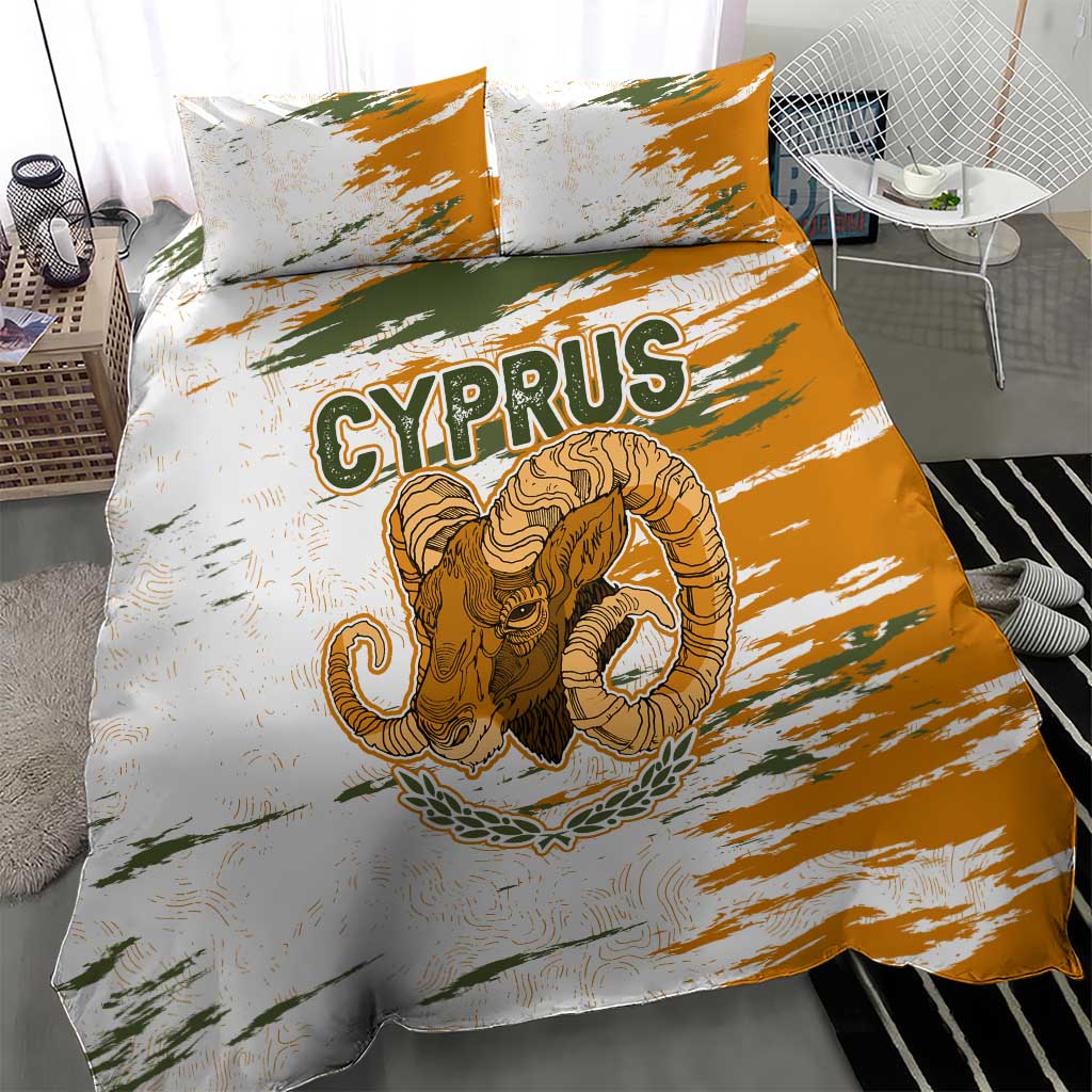 Cyprus Bedding Set with Mouflon Illustration Design and National Laurel - Wonder Print Shop